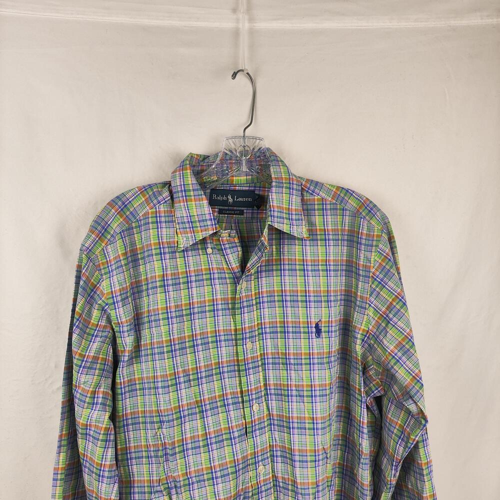 Ralph Lauren Shirt Mens Medium Multicolor Plaid Classic Button Down Long Sleeve - Picture 3 of 11